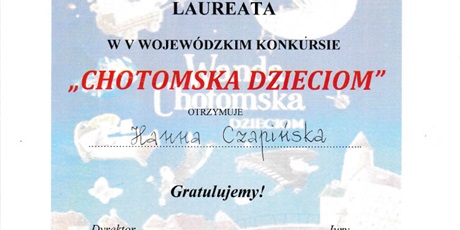 Dyplom laureata konkursu wojewódzkiego