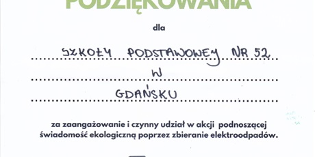 Podziękowanie za zbiórkę elektrośmieci