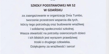 Podziękowanie Dzień Tumbo